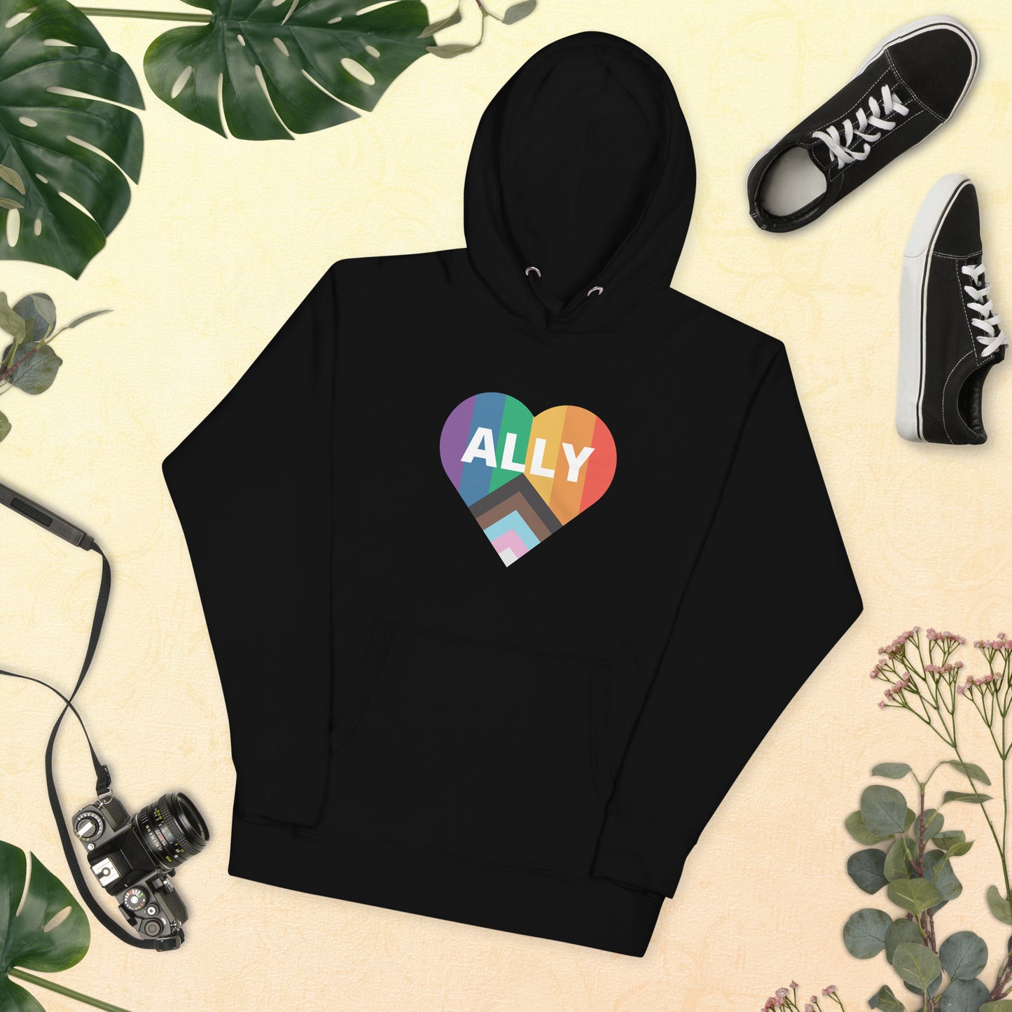 Ally Pride Flag Heart Unisex Hoodie