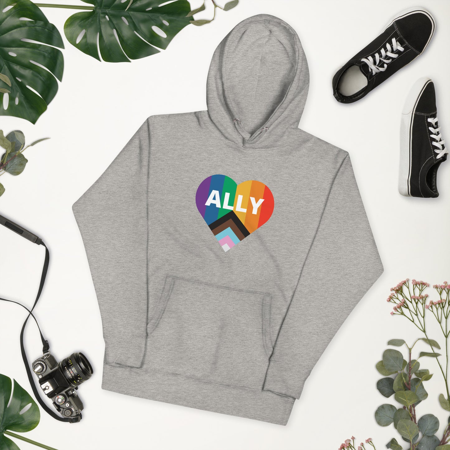 Ally Pride Flag Heart Unisex Hoodie