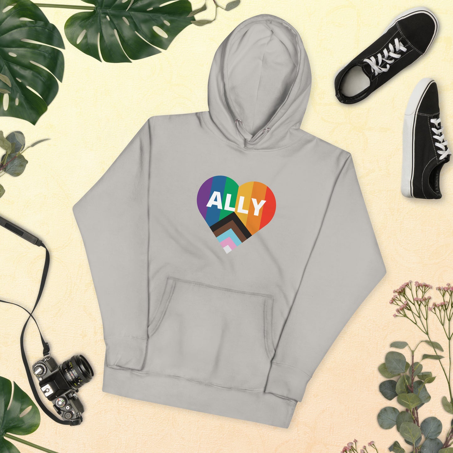 Ally Pride Flag Heart Unisex Hoodie