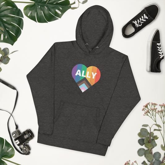 Ally Pride Flag Heart Unisex Hoodie