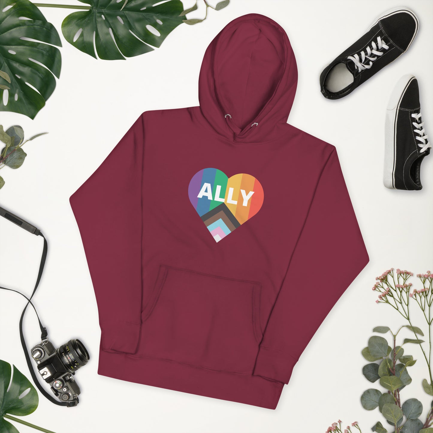 Ally Pride Flag Heart Unisex Hoodie