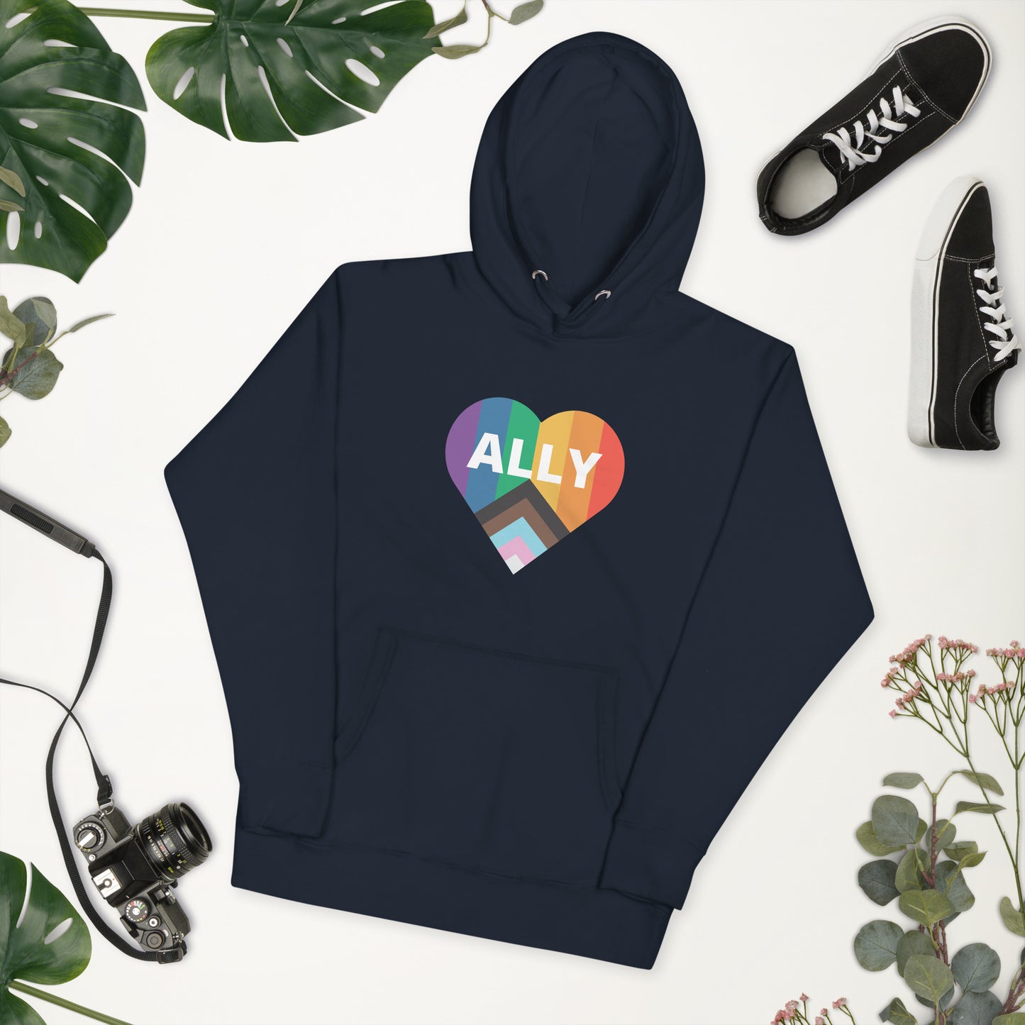 Ally Pride Flag Heart Unisex Hoodie