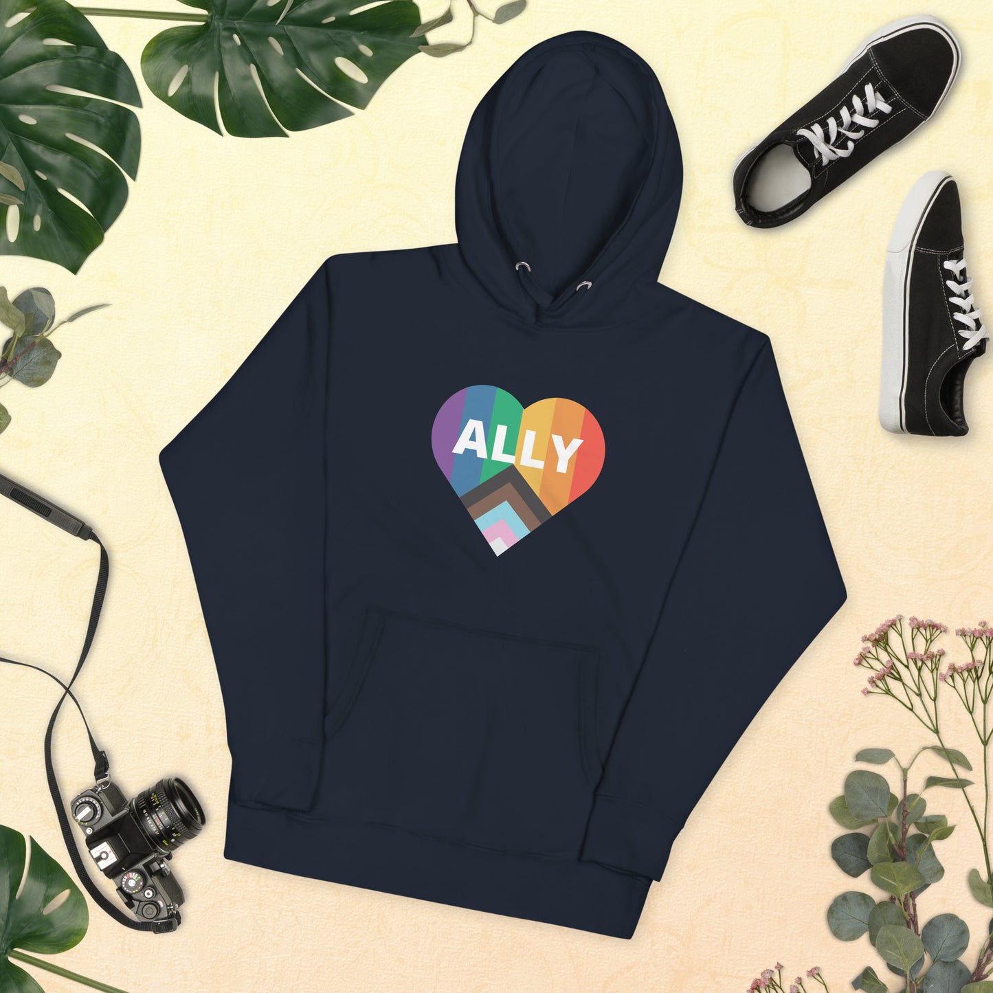 Ally Pride Flag Heart Unisex Hoodie