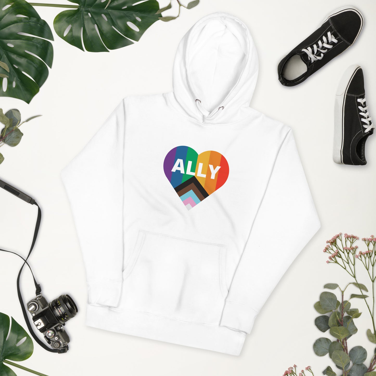 Ally Pride Flag Heart Unisex Hoodie