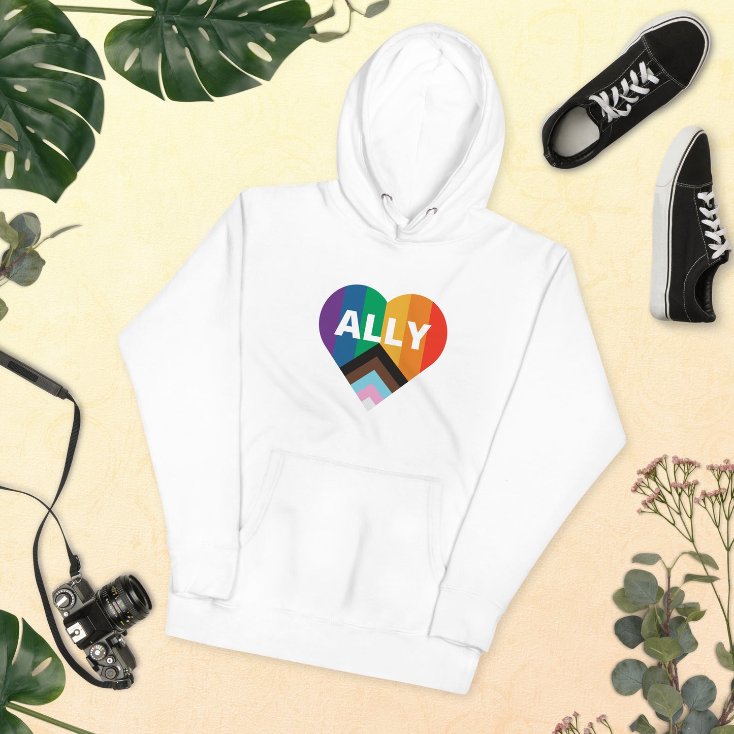 Ally Pride Flag Heart Unisex Hoodie