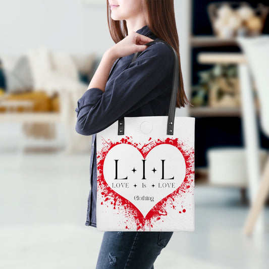 Love Is Love Logo PU Leather Tote Bag