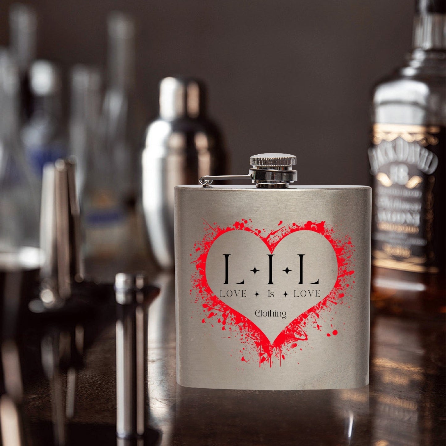 Love Is Love Stainless Steel Hip Flask